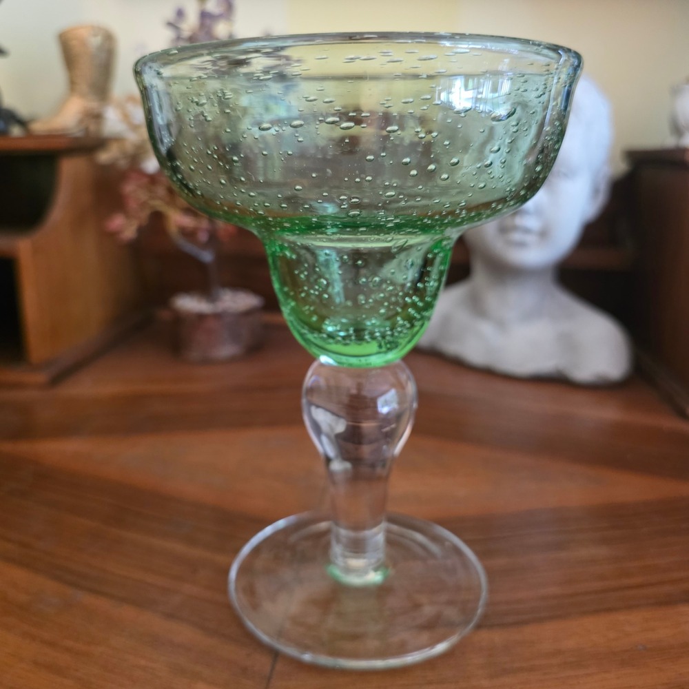 ARTLAND Green Bubble Glass Margarita Glass Discontinued Hand Blown Replacement